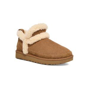 UGG Classic Ultra Mini Spillseam Genuine Shearling Bootie (Chestnut) - Size 10